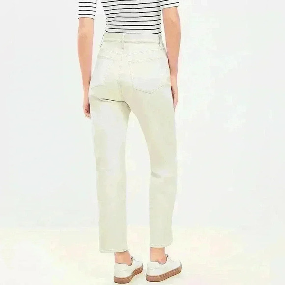 LOFT Pintucked High Rise Straight Jeans in Popcorn - Picture 5 of 7
